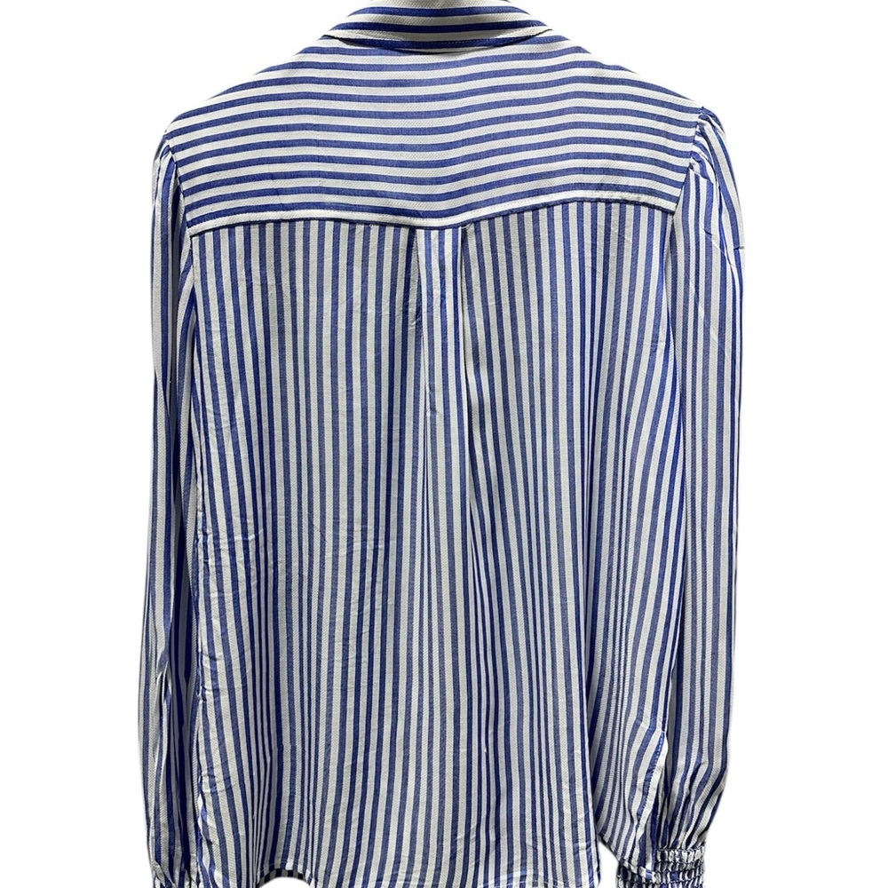 NWT Max Studio Blue and White Striped Casual Button Down Shirt - Picture 5 of 6